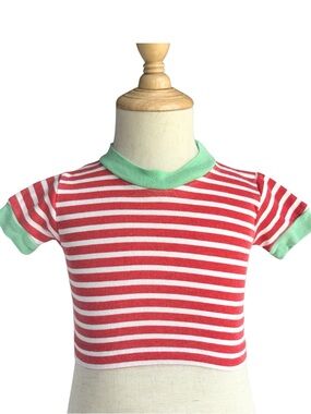 Vintage 90s Cuties By Judy Baby T Shirt Red White Stripe 3-6 Months Hong Kong